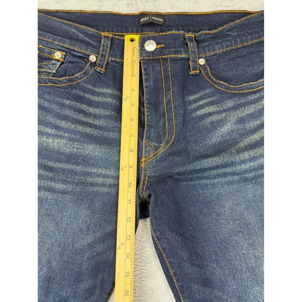 True Religion Men's sz 40 Ricky Relaxed Straight Jeans Dark Wash Bootcut Stretch